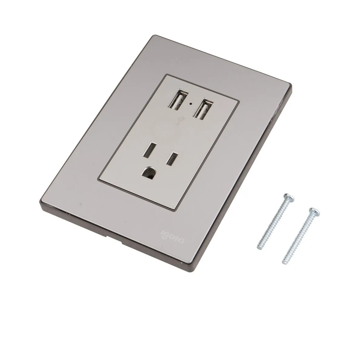 Igoto - Placa Inox 2 Tomas Usb De 2,1A Y 1 Cont