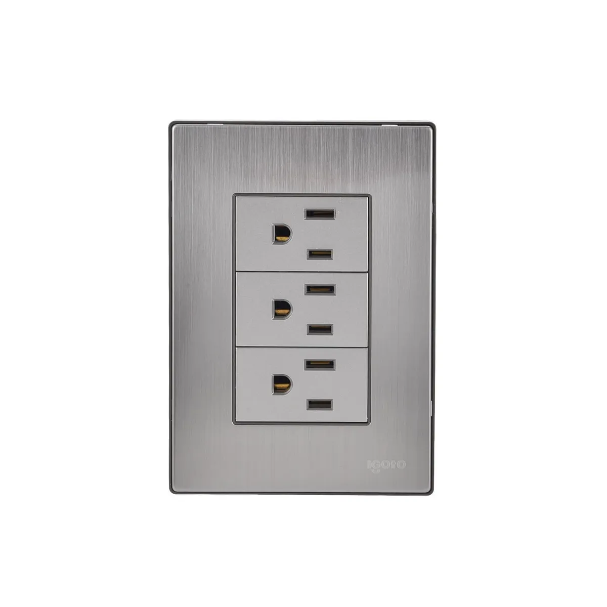 Igoto - Placa Inox Con 3 Contactos De 1 Modulo