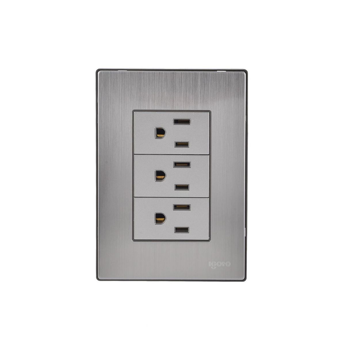 Igoto - Placa Inox Con 3 Contactos De 1 Modulo