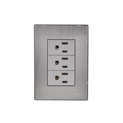 Placa Inox Con 3 Contactos De 1 Modulo