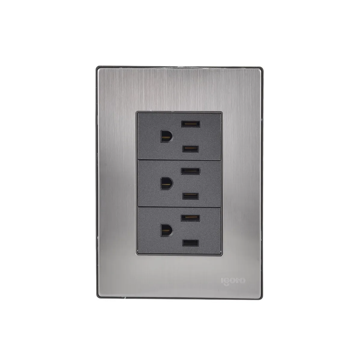 Igoto - Placa Inox Con 3 Contactos De 1 Modulo