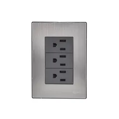 Placa Inox Con 3 Contactos De 1 Modulo