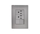 Placa Inox Con 1 Apagador Y 2 Contactos