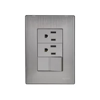 Placa Inox Con 1 Apagador Y 2 Contactos