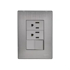 Placa Inox Con 1 Apagador Y 2 Contactos