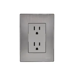 Placa Inox con Contacto Duplex, Plata