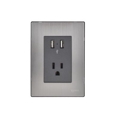 Placa Inox Toma De 2 Usb De 2.1A Y 1Cont