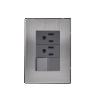 Placa Inox Con 1 Apagador Y 2 Contactos