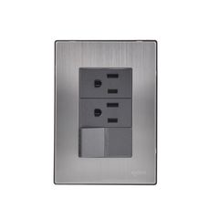 Placa Inox Con 1 Apagador Y 2 Contactos