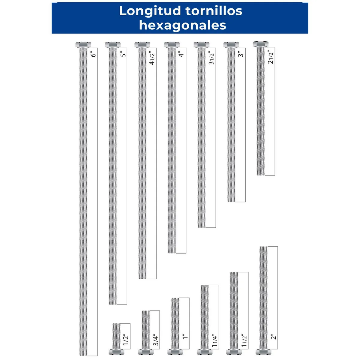 Fixser - Tornillo hexagonal inoxidable 3/8x21/2 bp1 4pzs