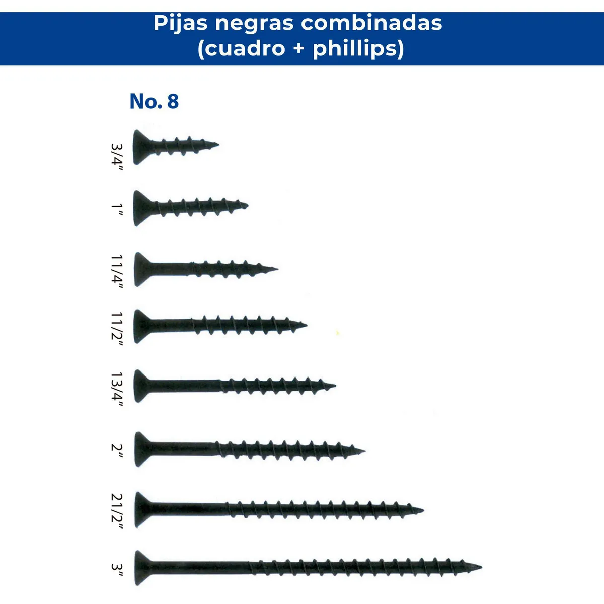 Pija fija comb 8x1/2 l 100pzs, marca Fixser - Foto 2