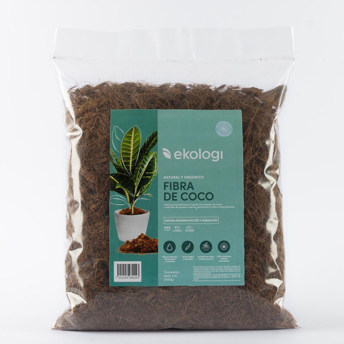 Fibra de coco 7.5L, marca Ekologi - Foto Principal