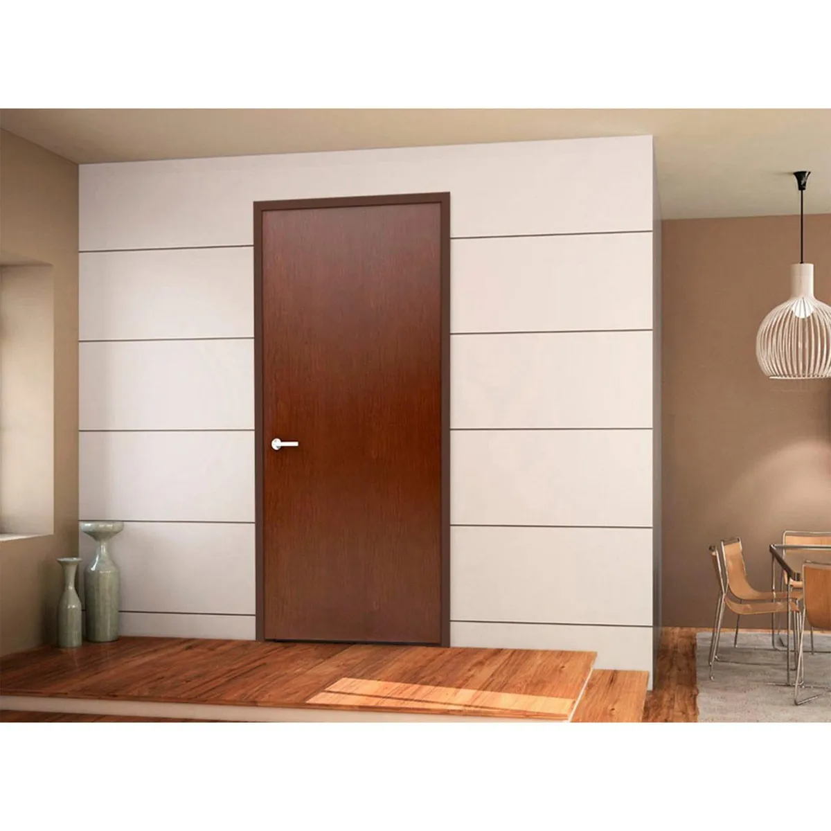 Multimarca - Puerta Tambor MDF Nápoles Cedro con Veta 80 x 213 cm