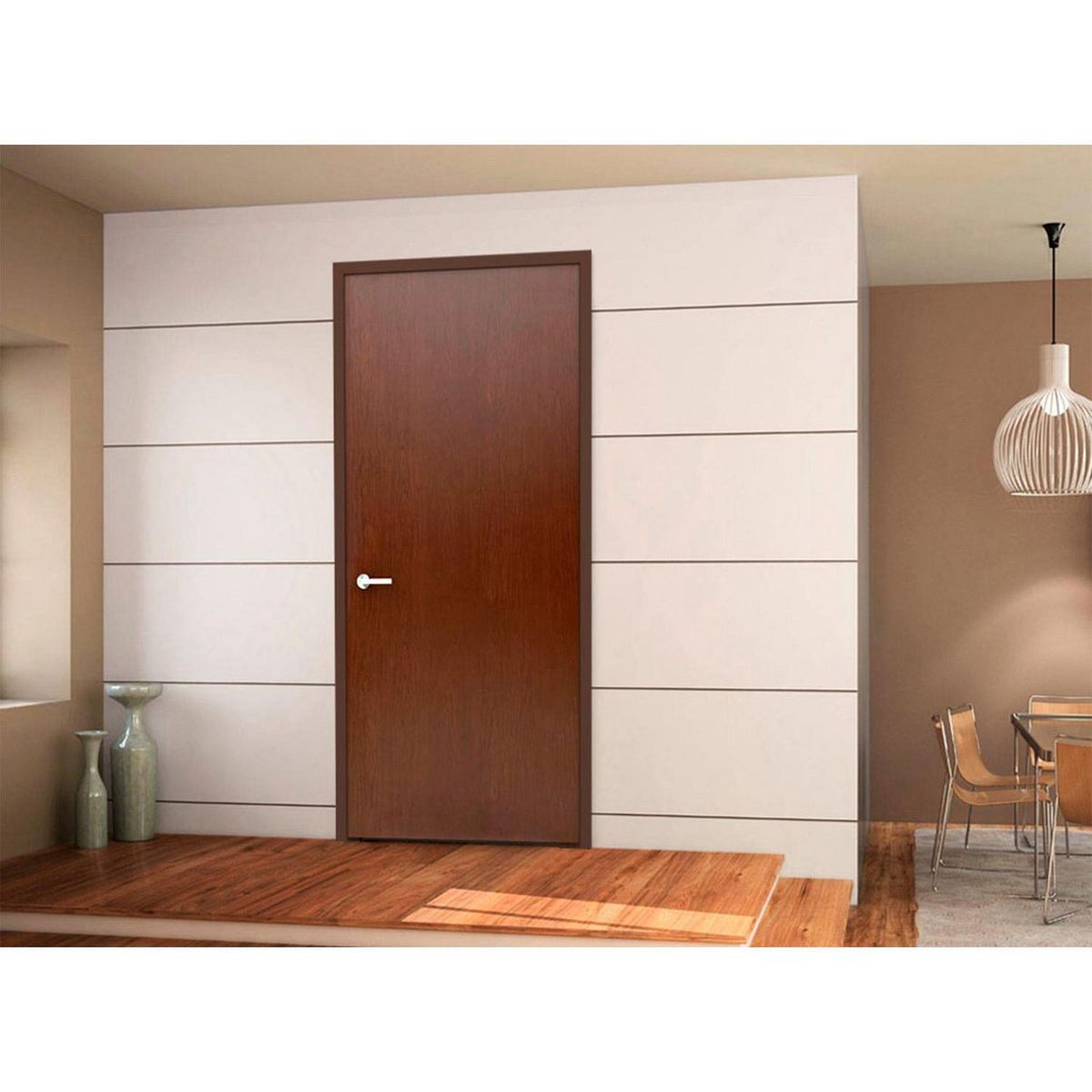 Multimarca - Puerta Tambor MDF Nápoles Cedro con Veta 70 x 213 cm