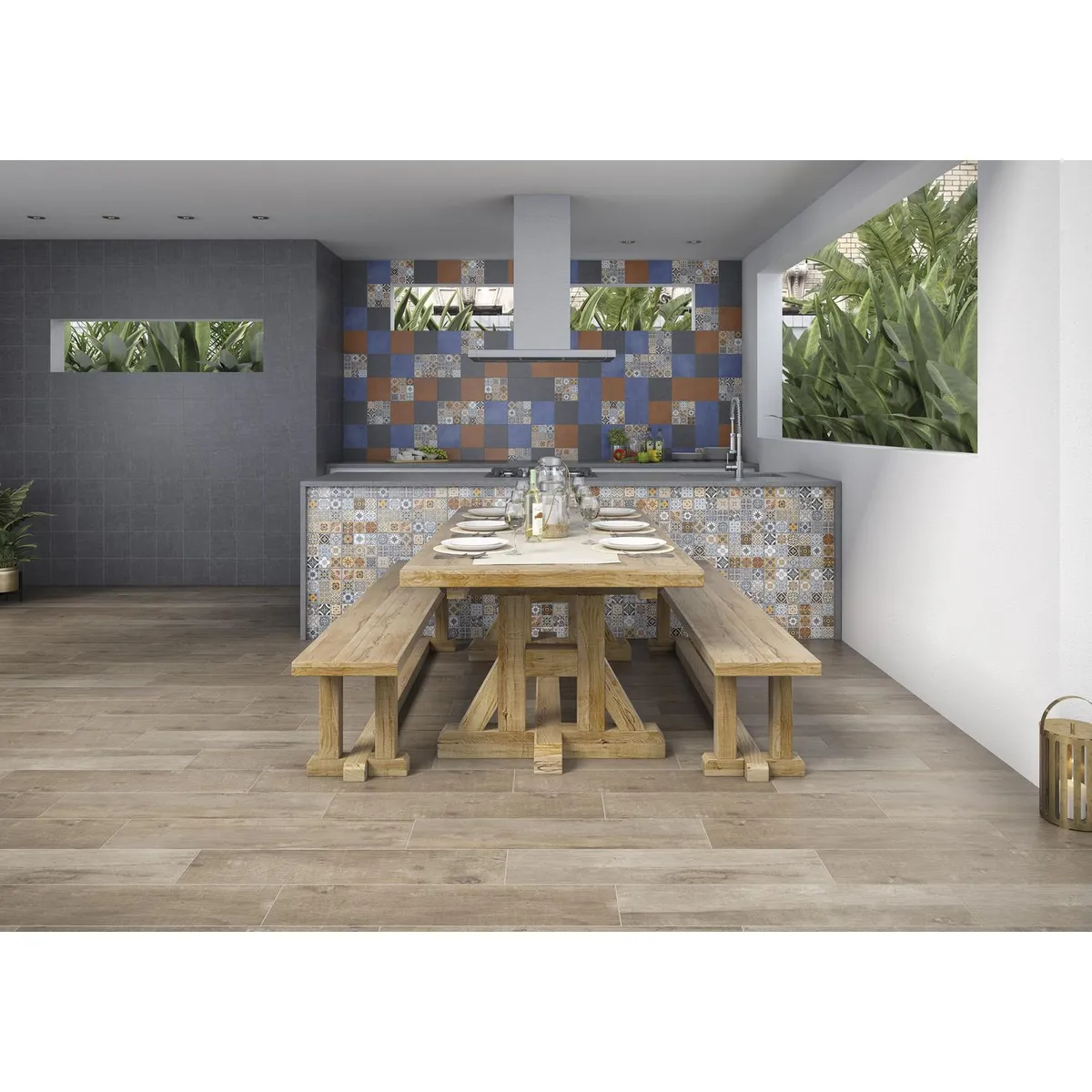 Porcelanite - Muro Cerámico 20x20 tecali multicolor