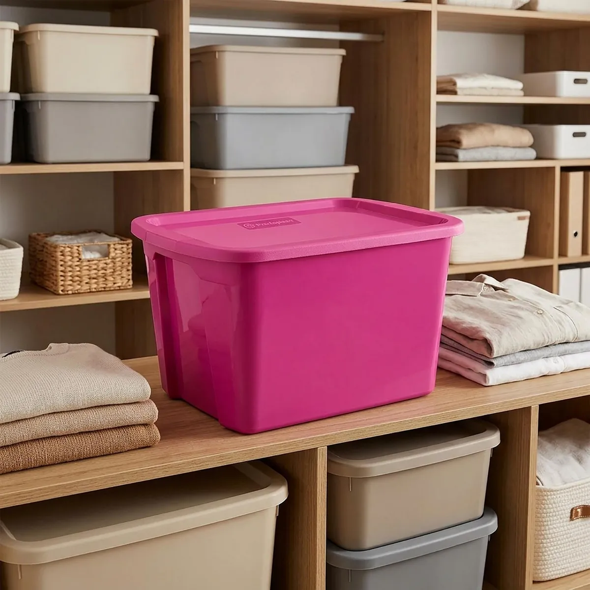 Caja plástica Eco Line 73 litros fucsia, marca Prodeplast - Foto 2