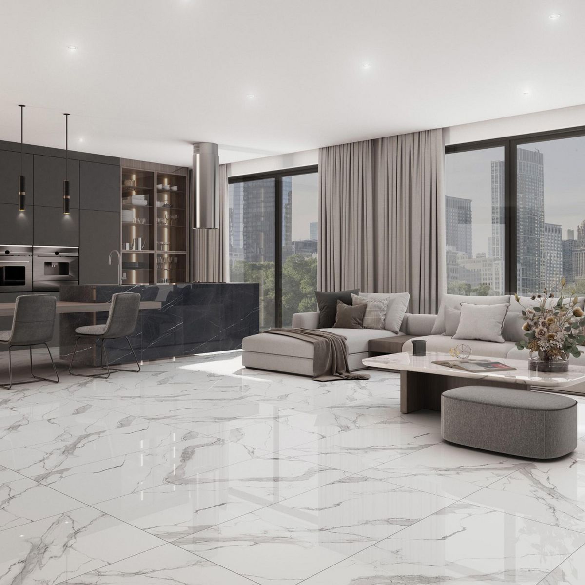 Tendenzza - Piso Porcelanato Colossale 60x120cm Brillante Pulido Esmaltado