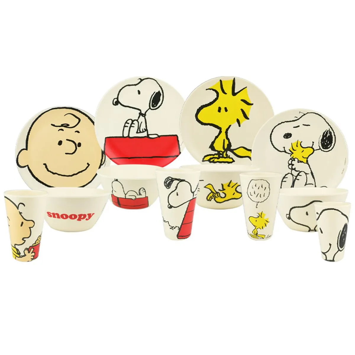 Siglo Xxi - Juego de vajilla bambú Snoopy 12 piezas
