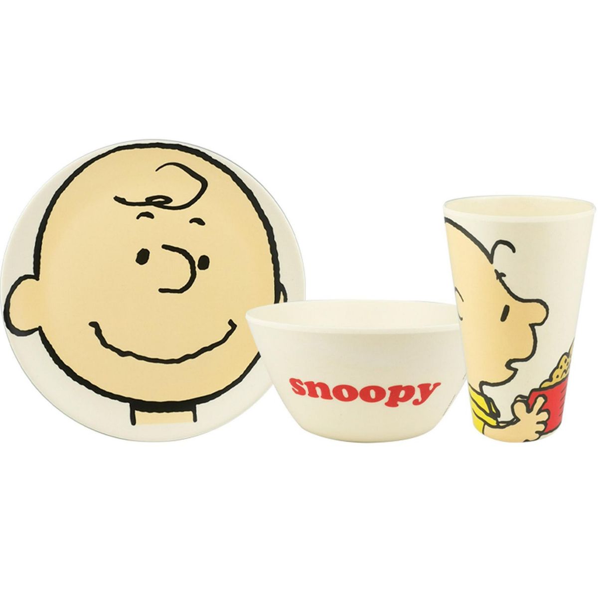 Siglo Xxi - Juego de vajilla bambú Snoopy 12 piezas
