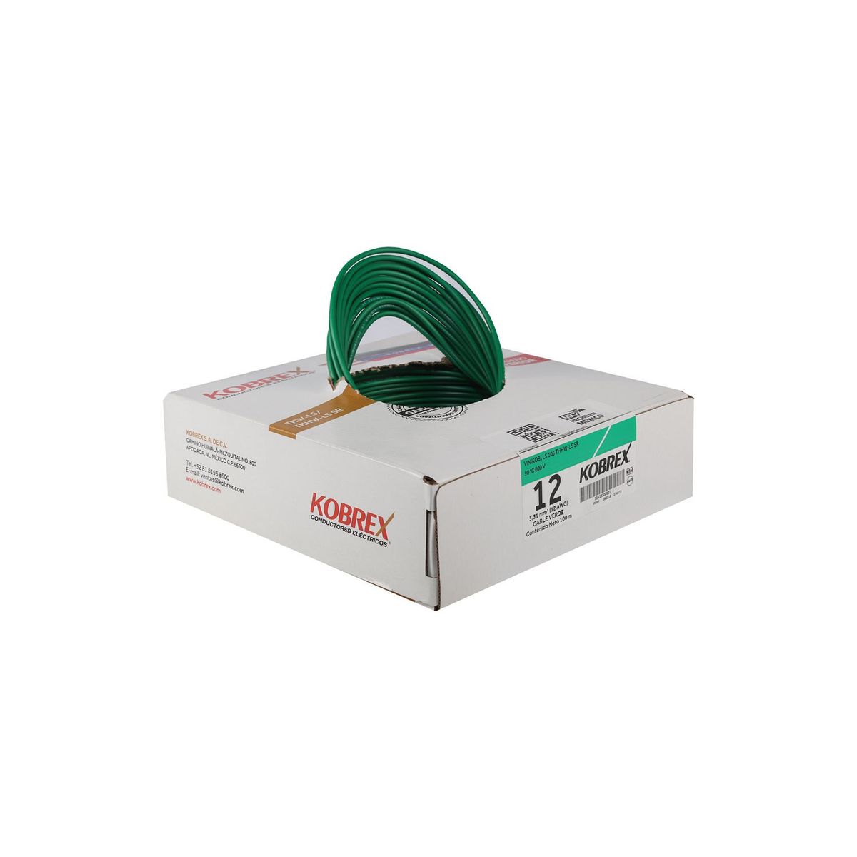 Kobrex - Cable thhw-ls verde #12 100m kobrex