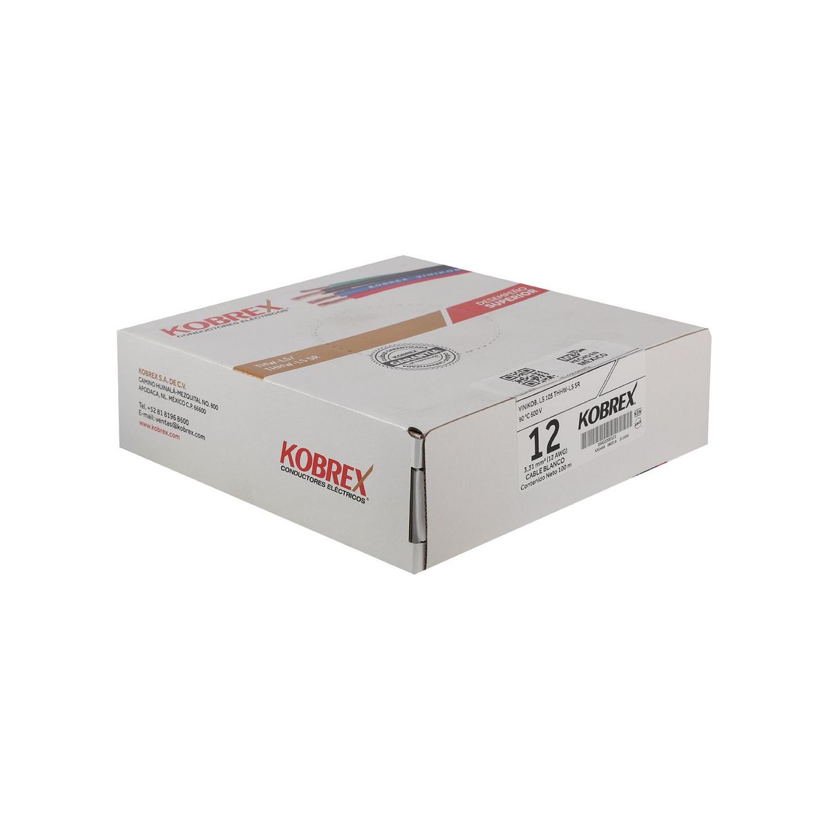 Kobrex - Cable thhw-ls blanco #12 100m kobrex