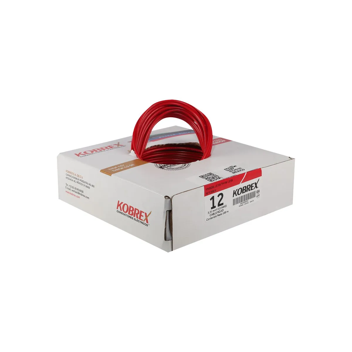 Kobrex - Cable thhw-ls rojo #12 100m kobrex