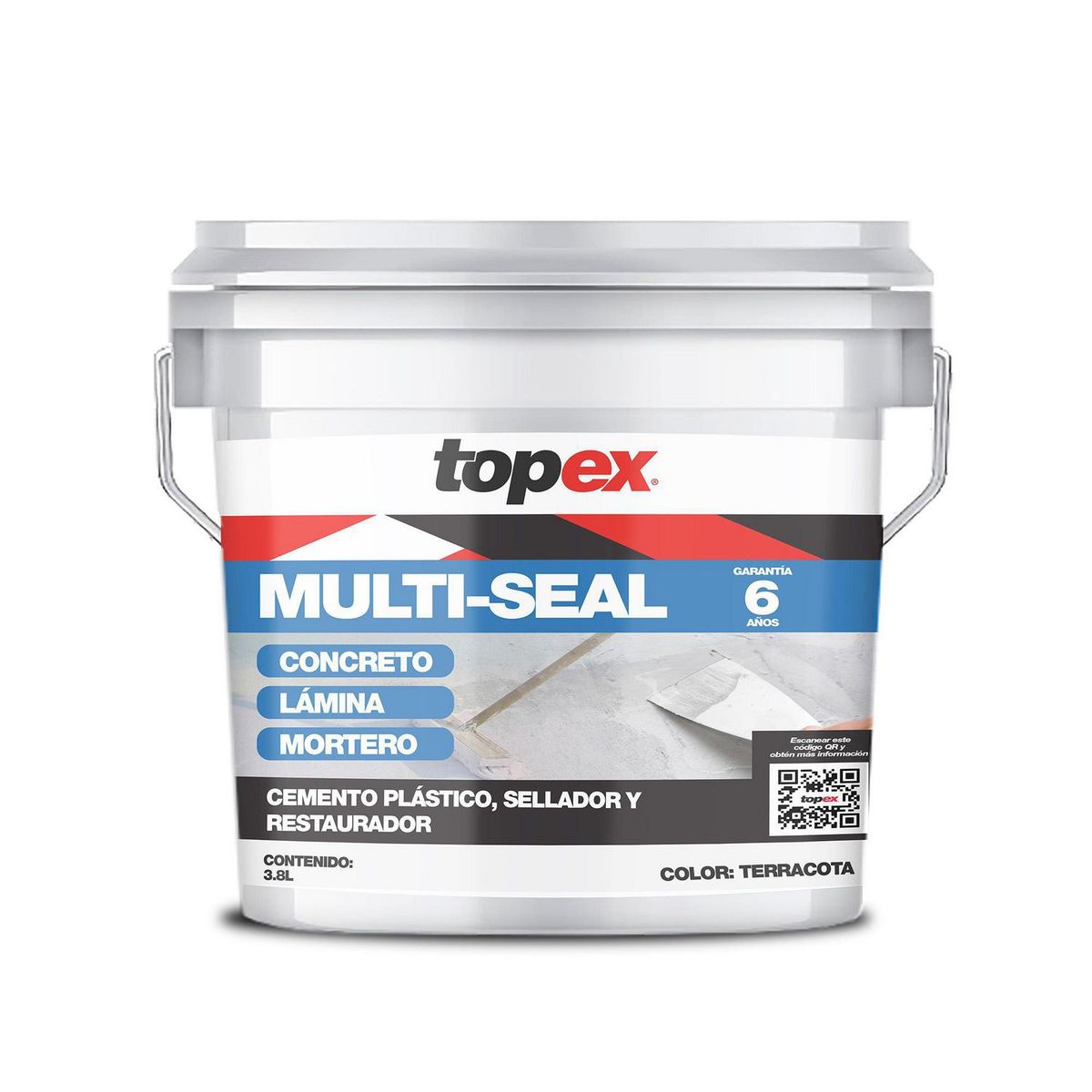 Topex - Cemento plastico sellador y restaurador Topex Multi Seal - 6 Años de 3.8 litros - Rojo