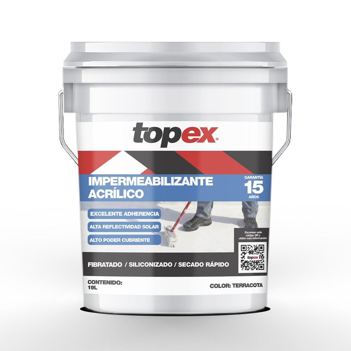 Topex - Impermeabilizante Fibratado Topex - 15 Años de 19 litros - Rojo