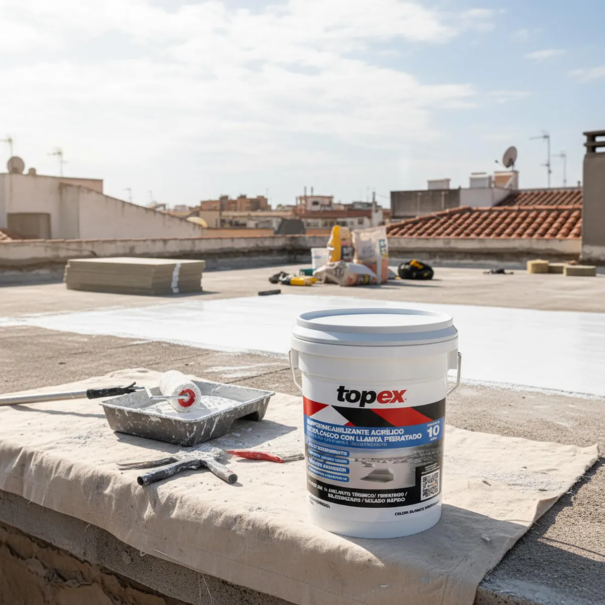 Topex - Impermeabilizante Acrílico ecologico Topex - 10 Años de 19 litros - Blanco