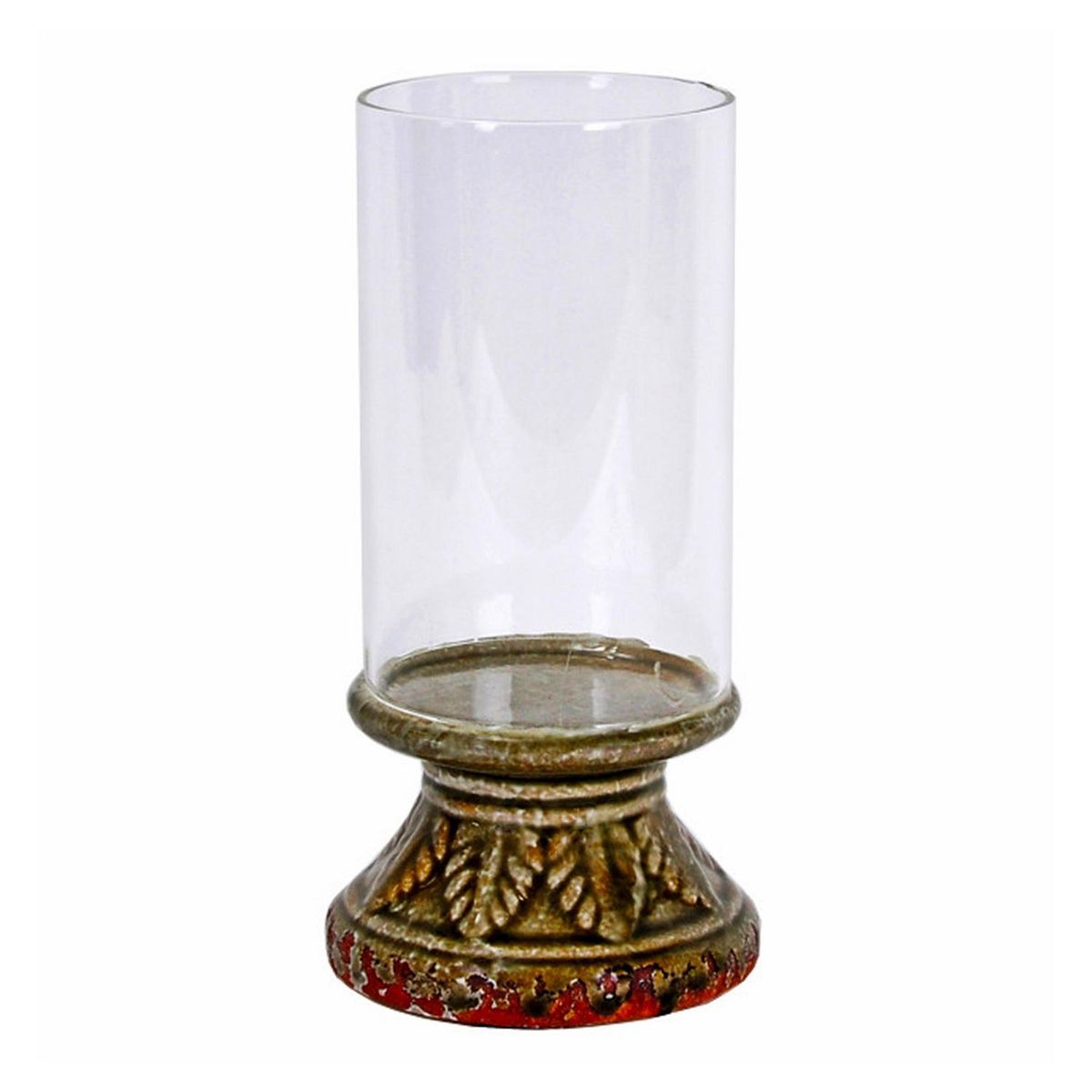 Mideko Home Decor - Candelabro de vidrio con ceramica