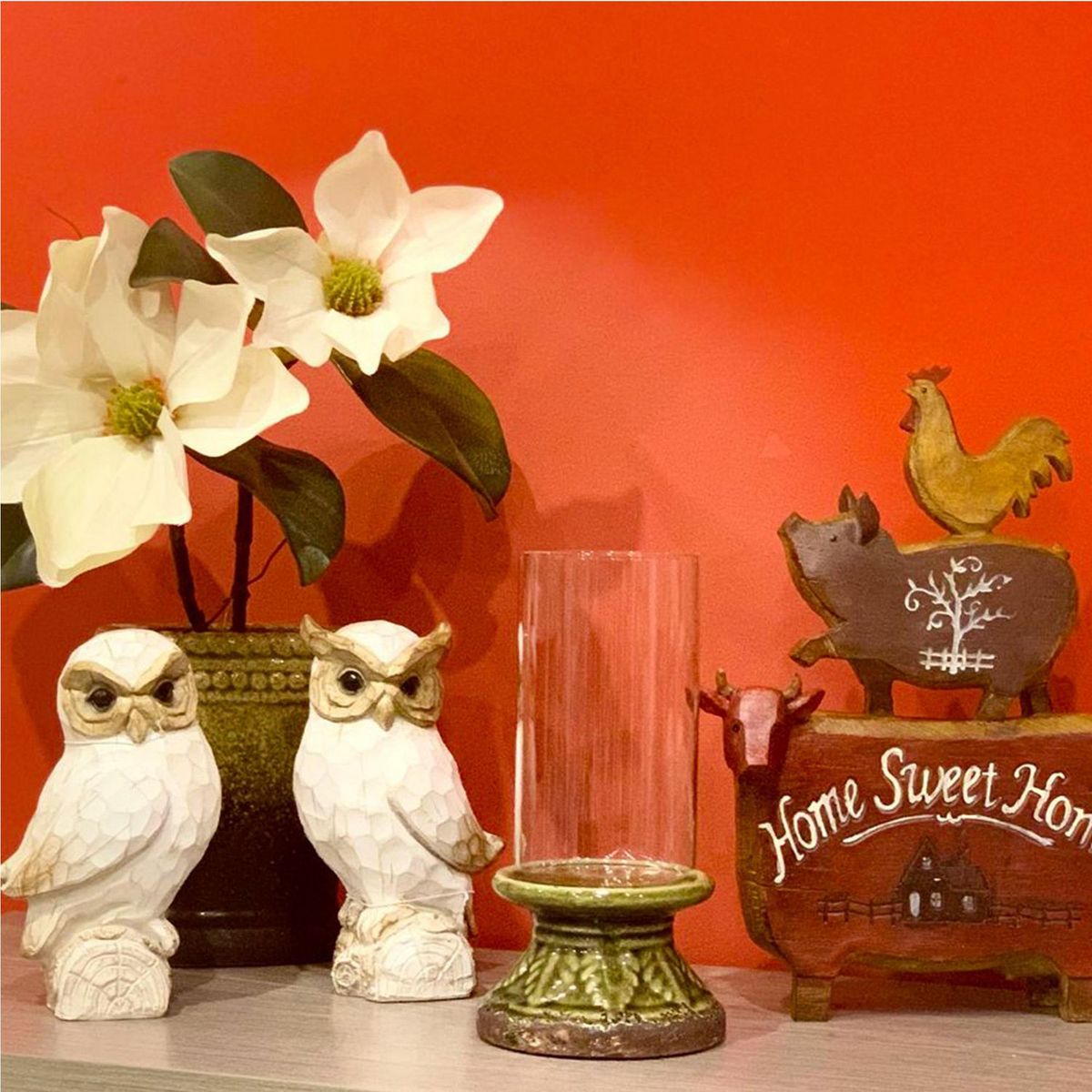 Mideko Home Decor - Candelabro de vidrio con ceramica