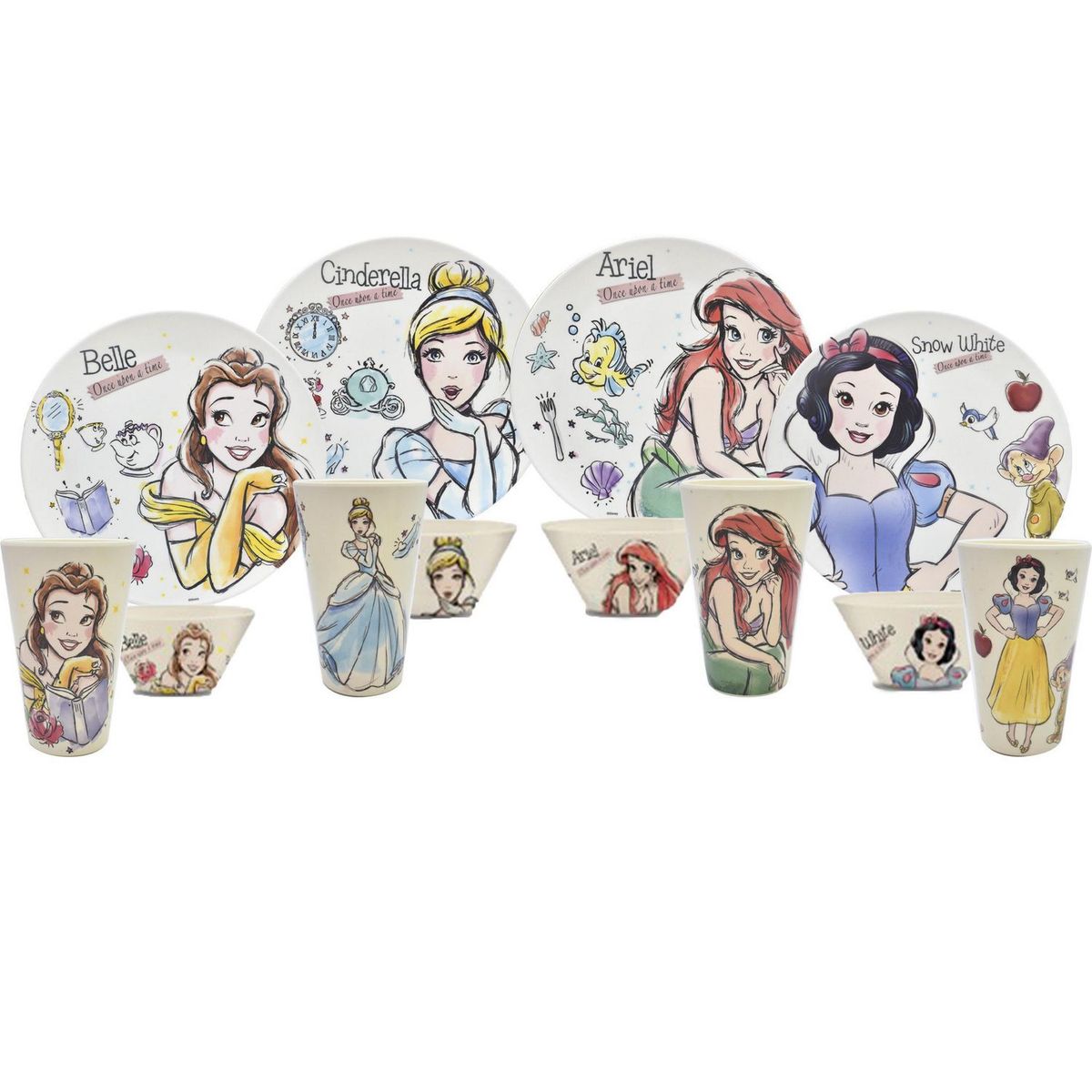 Juego de vajilla de bambú Princesas 12 piezas, marca Siglo Xxi - Foto Principal