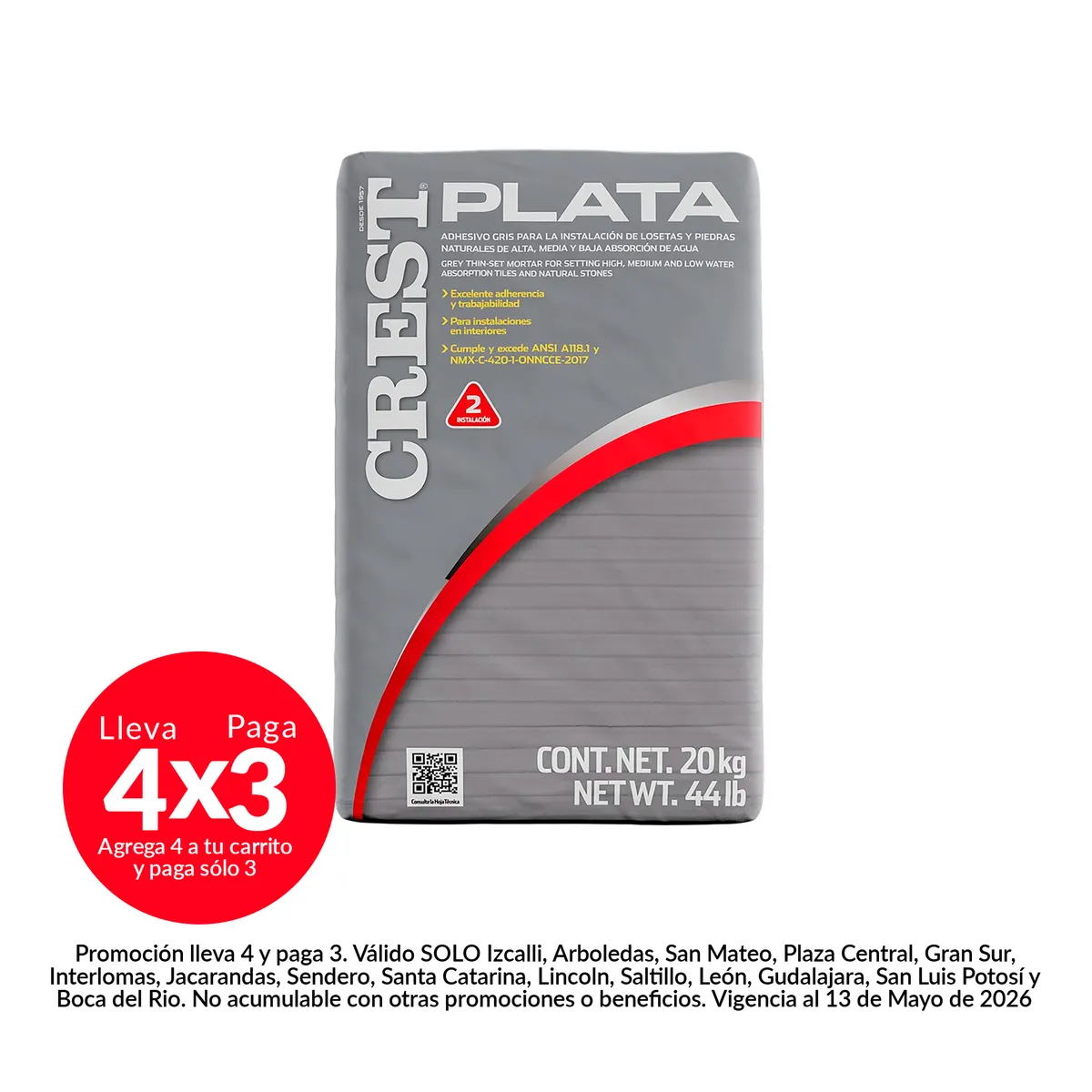 Adhesivo Crest Plata 20 kg, marca Crest - Foto Principal