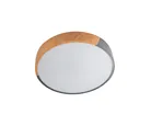 Lámpara Plafón Led Gris y Madera