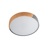 Lámpara Plafón Led Gris y Madera
