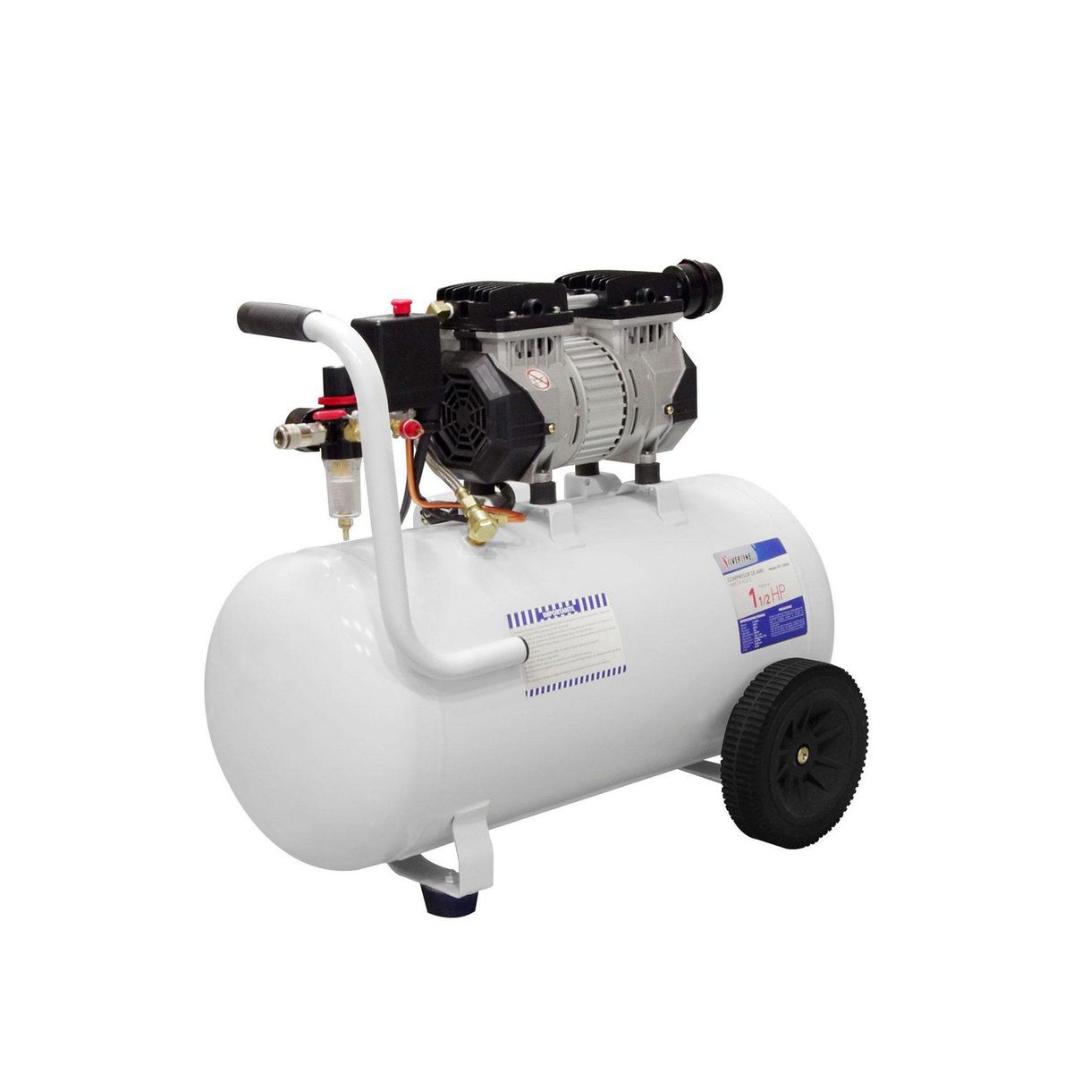 Silverline - Compresor Libre de Aceite 1.5HP Tanque 50 Litros Horizontal