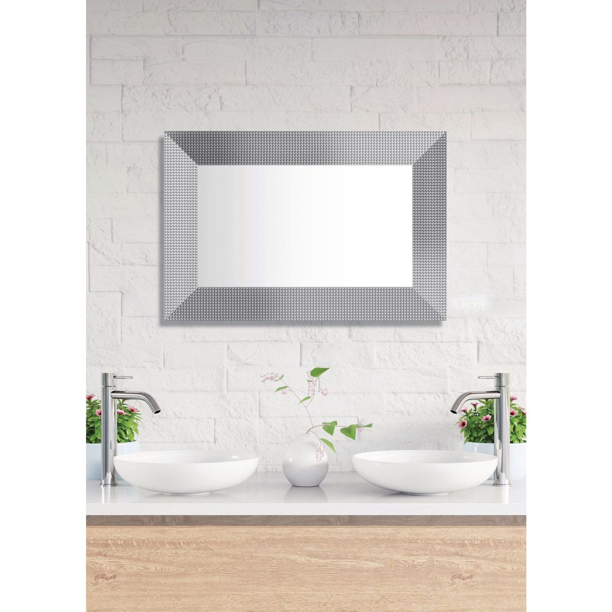 Live Deco - Espejo Decorativo Rectangular M404 de 38 x 57 cm Plata