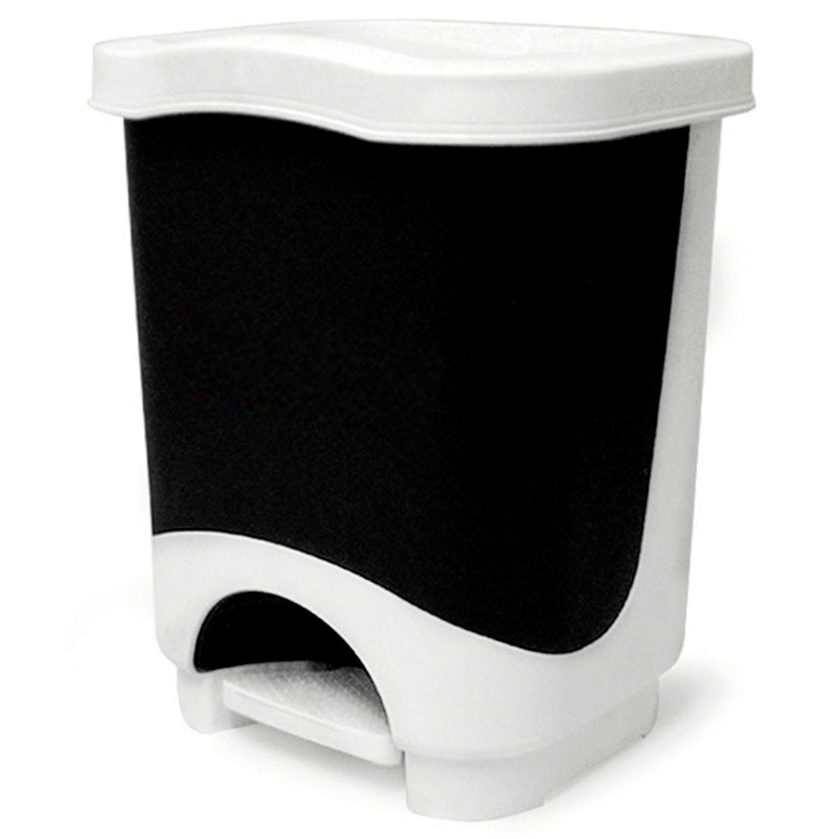 Cubasa - Bote de Basura Plástico con Pedal de 8L Blanco/ Negro