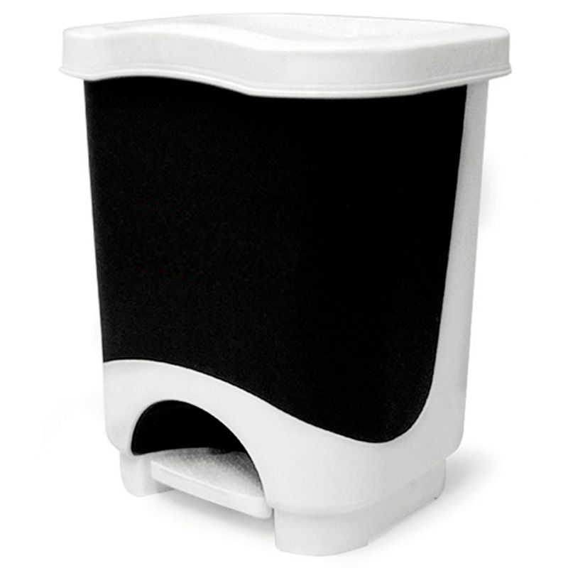 Cubasa - Bote de Basura Plástico con Pedal de 8L Blanco/ Negro