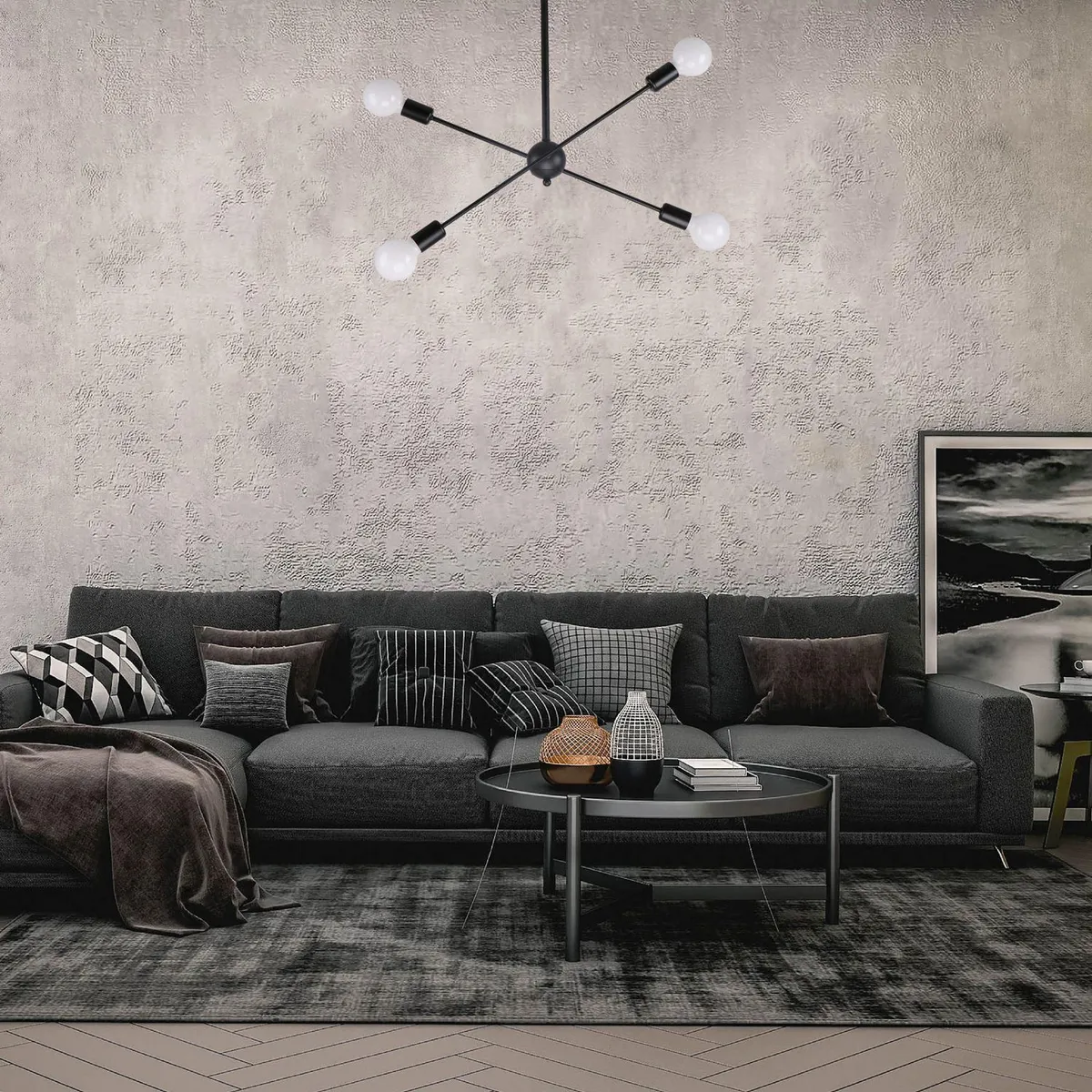 Arteluce - Lámpara de Techo Negro 4 Luces E27