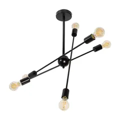 Lámpara de Techo Negro 6 Luces E27