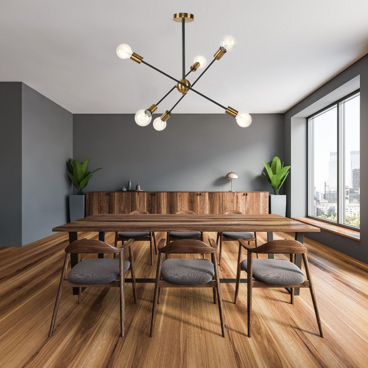 Arteluce - Lámpara de Techo Dorada 6 Luces E27