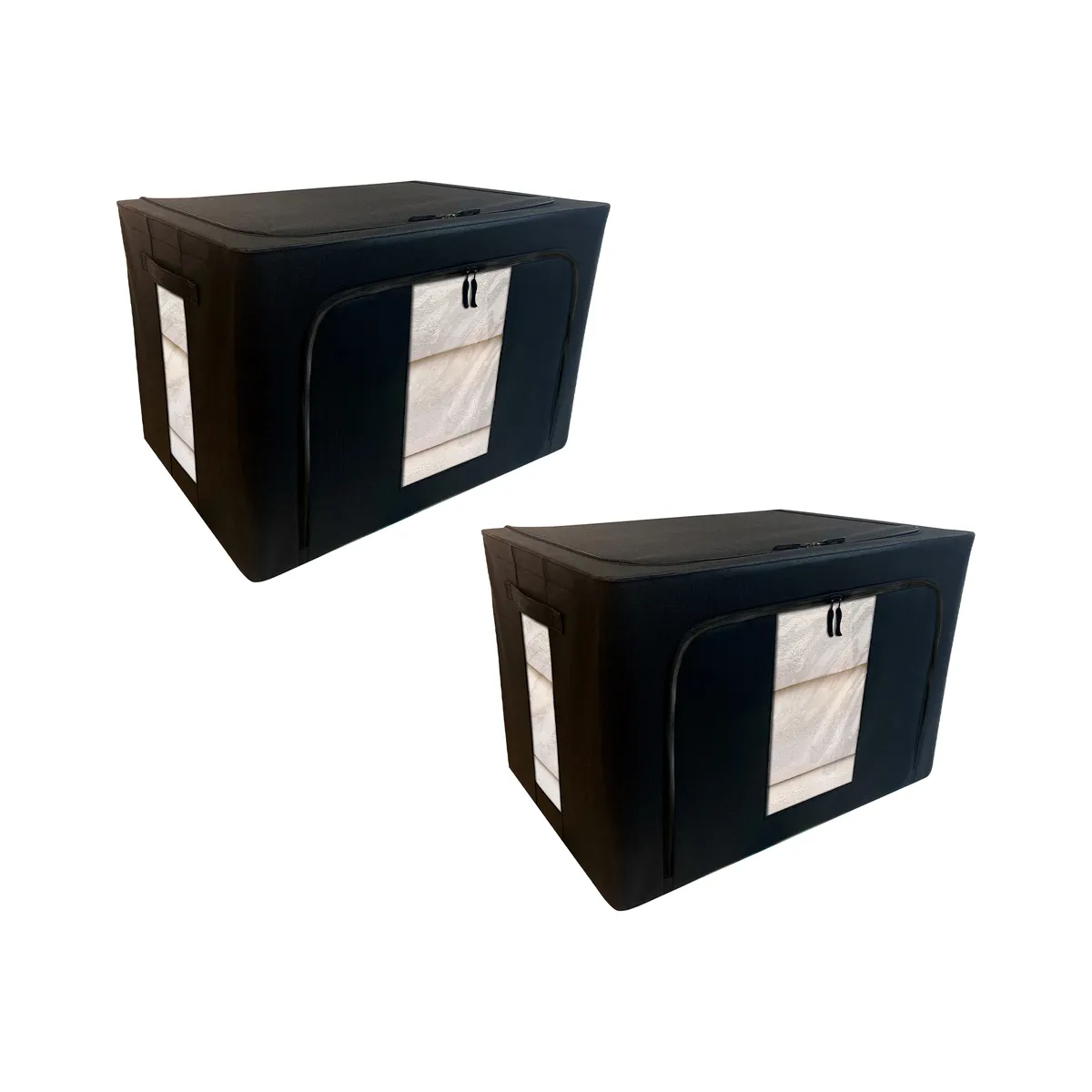 AG Box - Set 2 cajas flexibles organizadora negras mate con cierre