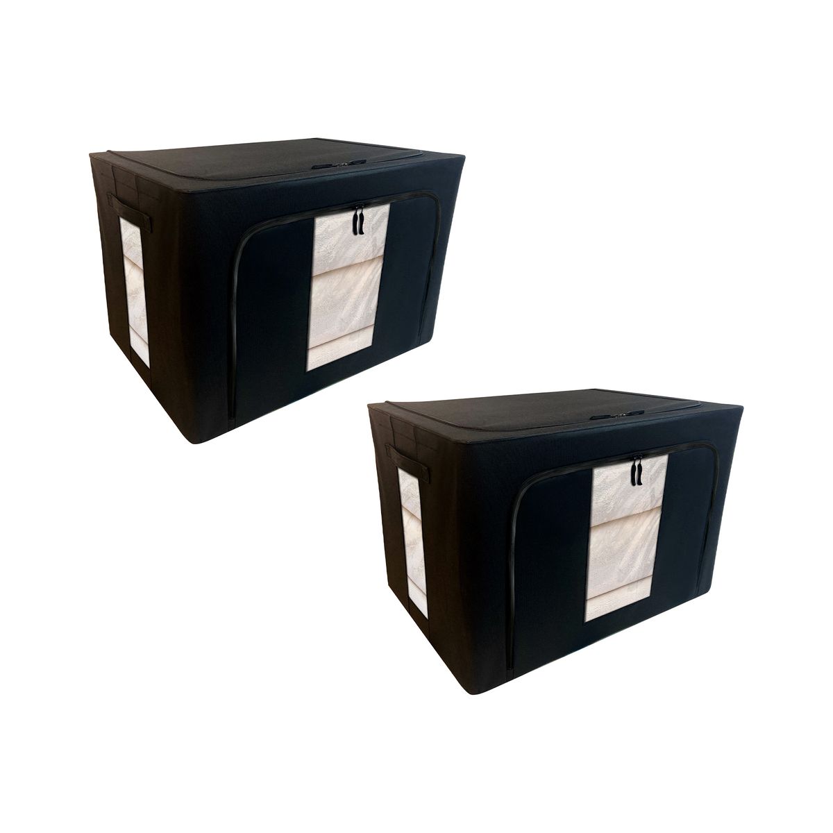 AG Box - Set 2 cajas flexibles organizadora negras mate con cierre