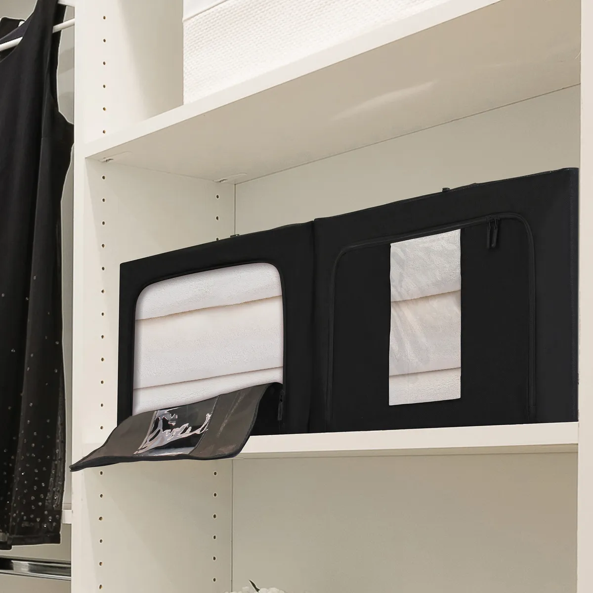 AG Box - Set 2 cajas flexibles organizadora negras mate con cierre