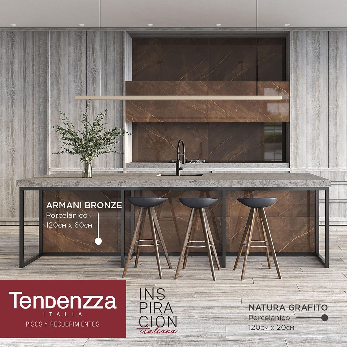 Tendenzza - Piso Porcelanato 60x120 Armani Bronz