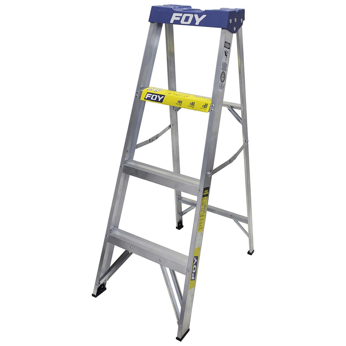 Foy - Escalera de tijera de Aluminio de 3 peldaños 1.2 m hasta 90 kg