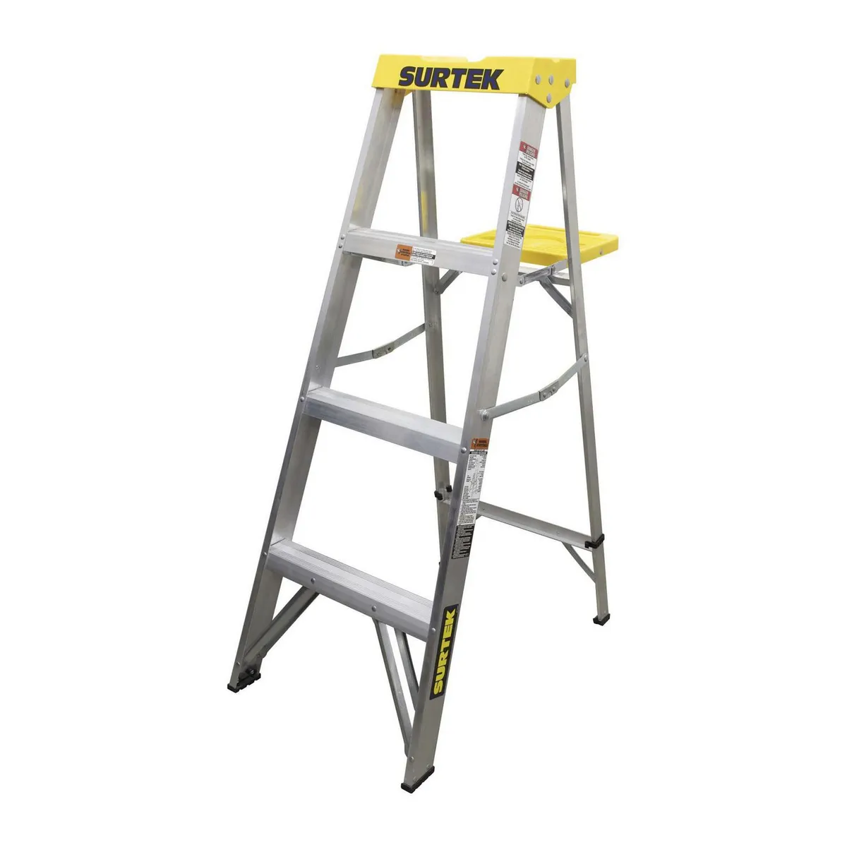 Escalera de tijera de Aluminio de 3 peldaños 1.2 m hasta 90 kg, marca Surtek - Foto Principal