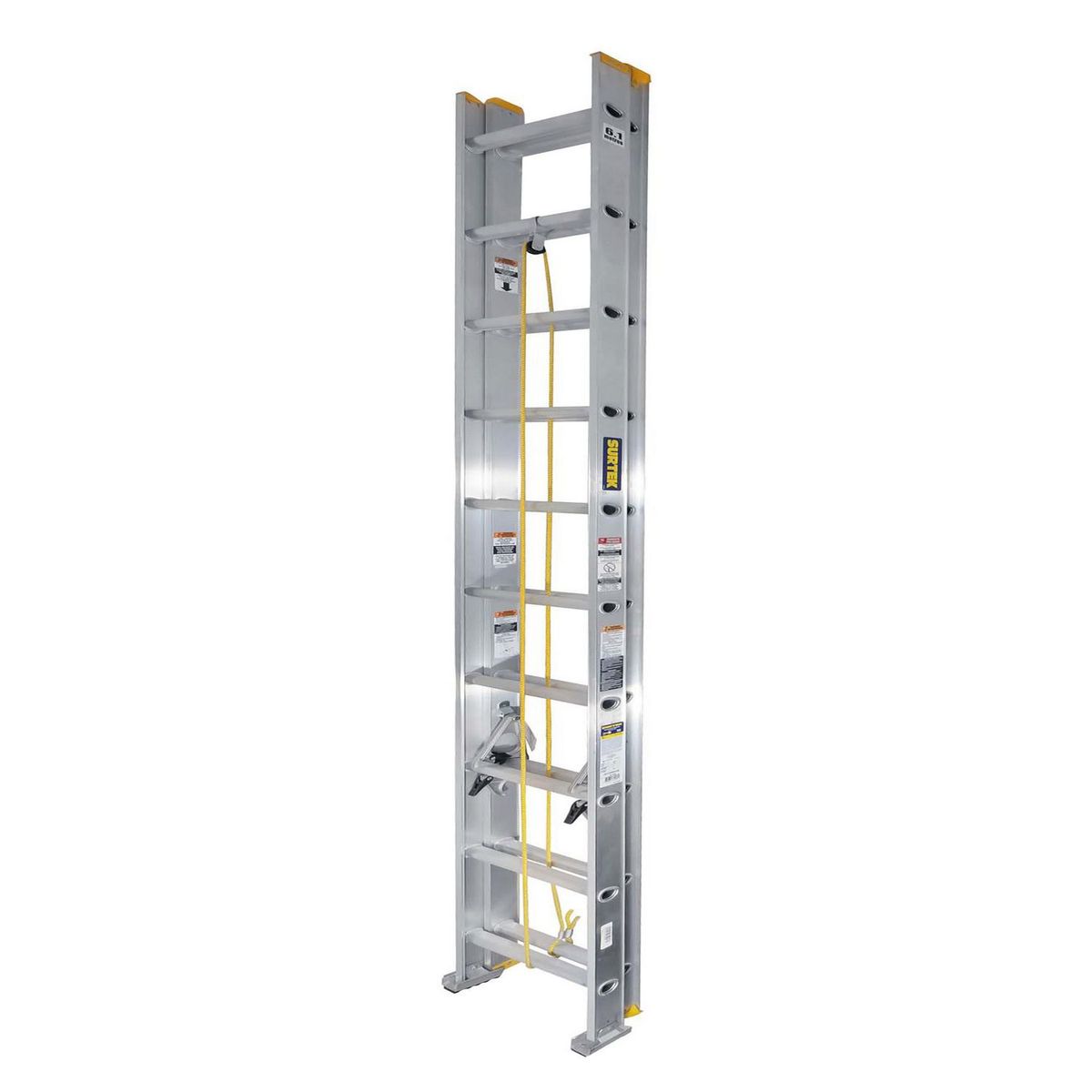 Escalera de extensión de aluminio de 20 peldaños 6.1 m hasta 150 kg, marca Surtek - Foto 2