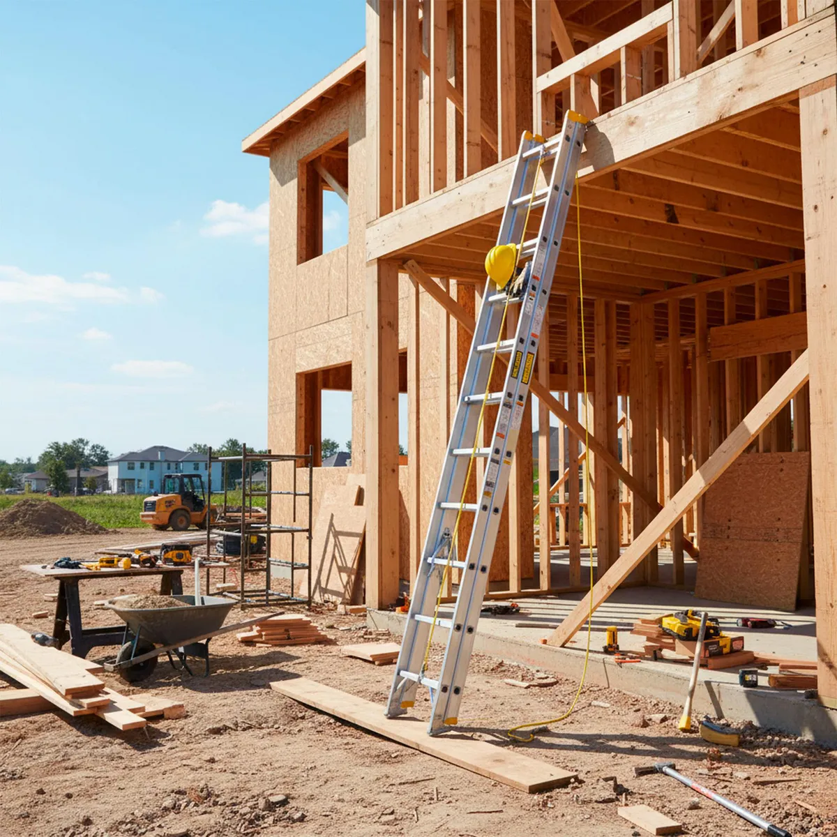 Surtek - Escalera de extensión de aluminio de 24 peldaños 7.3 m hasta 90 kg